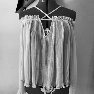 NWOT Forever 21 Pleated Chiffon Off Shoulder Top